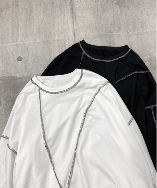 LVEU.(ラブユ.)の「Stitch over light sweat / ステッチオーバーライトスウェット(Tシャツ/カットソー・レディース・ホワイト/ブラック・FREE)」の19枚目の写真
