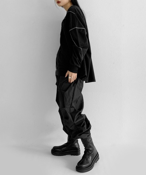 LVEU.(ラブユ.)の「Stitch over light sweat / ステッチオーバーライトスウェット(Tシャツ/カットソー・レディース・ホワイト/ブラック・FREE)」の4枚目の写真