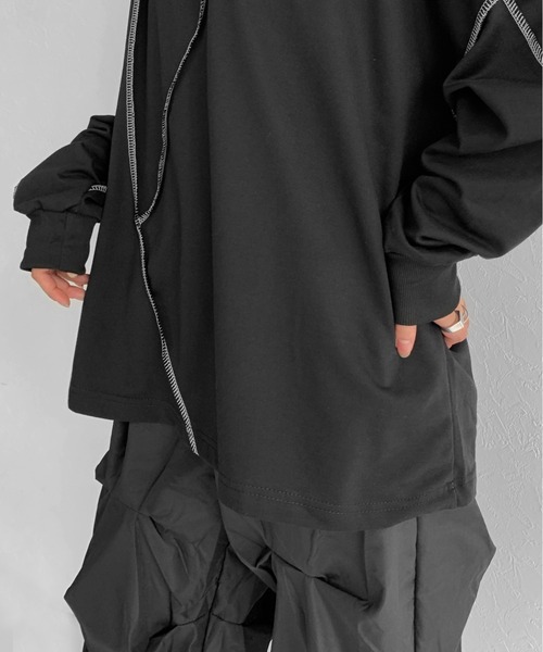 LVEU.(ラブユ.)の「Stitch over light sweat / ステッチオーバーライトスウェット(Tシャツ/カットソー・レディース・ホワイト/ブラック・FREE)」の17枚目の写真