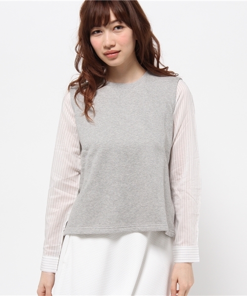 OUTLET(アウトレット)の「【Ciaopanic】袖シャツ裏毛プルオーバー(Tシャツ/カットソー・レディース・チャコールグレー/グレー・FREE)」の1枚目の写真