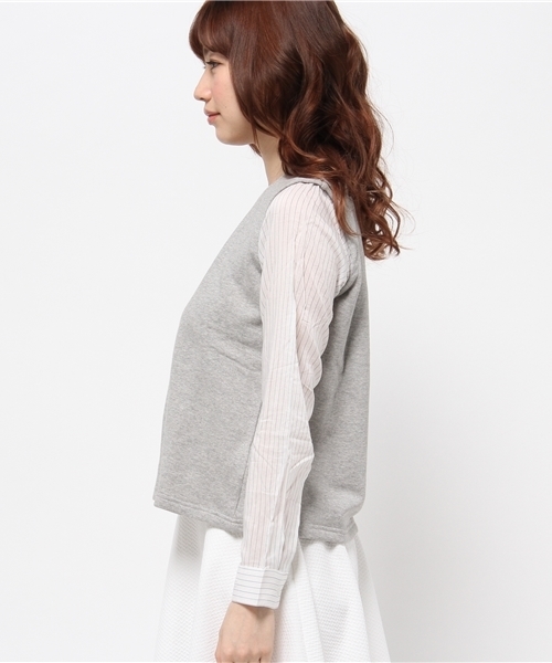 OUTLET(アウトレット)の「【Ciaopanic】袖シャツ裏毛プルオーバー(Tシャツ/カットソー・レディース・チャコールグレー/グレー・FREE)」の4枚目の写真