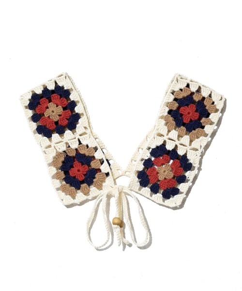 CUBE SUGAR（キューブシュガー）の「CUBE SUGAR/キューブシュガー　かぎ針綿ニット付け襟（付け襟・レディース・ブラック/ホワイト・FREE）」の2枚目の写真