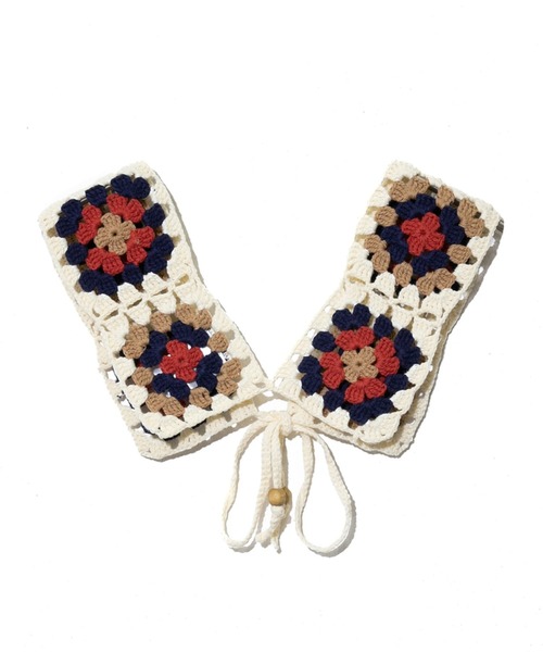 CUBE SUGAR（キューブシュガー）の「CUBE SUGAR/キューブシュガー　かぎ針綿ニット付け襟（付け襟・レディース・ブラック/ホワイト・FREE）」の3枚目の写真