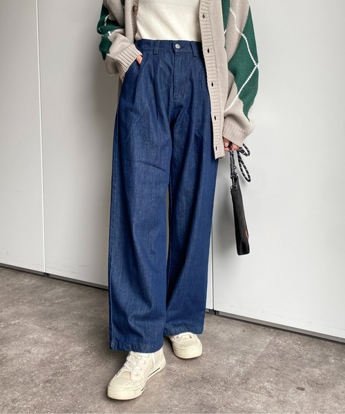 CPCM（シーピーシーエム）の「タックテーパードパンツ（デニムパンツ・レディース・ブラック/ブルー/ネイビー・FREE）」の15枚目の写真