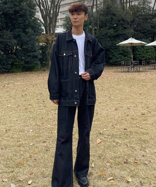 Couleur Meler(クルールメリー)の「Couleur Meler sakasa trucker denim jacket(デニムジャケット・メンズ・ブラック/ブルー/ネイビー・MEDIUM/LARGE)」の8枚目の写真