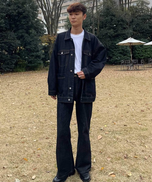 Couleur Meler(クルールメリー)の「Couleur Meler sakasa trucker denim jacket(デニムジャケット・メンズ・ブラック/ブルー/ネイビー・MEDIUM/LARGE)」の5枚目の写真
