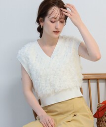 Ray BEAMS | Ray BEAMS / フリンジ Vネック ベスト(ベスト)