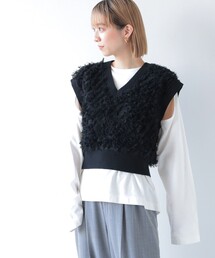 Ray BEAMS | Ray BEAMS / フリンジ Vネック ベスト(ベスト)