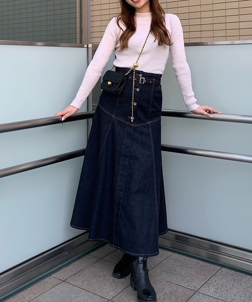 FREE'S MART(フリーズマート)の「ヨークフレアデニムスカート(デニムスカート・レディース・インディゴブルー/キナリ・マルチサイズ)」の10枚目の写真