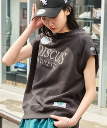 DISCUS ATHLETIC/ディスカス ロゴワッペン カットオフ フレンチスリーブ半袖Tシャツ