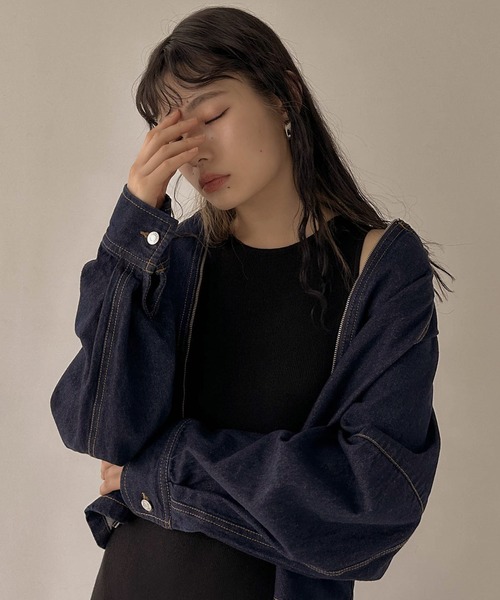 hellam（へラム）の「配色ステッチ デニムジャケット（デニム