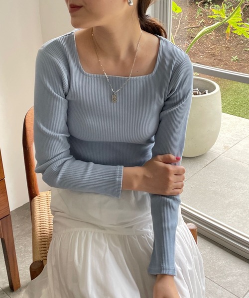 LOWRYS FARM（ローリーズファーム）の「２ＷＡＹリブタイトロングスリーブ　188178（Tシャツ/カットソー・レディース・ホワイト/ブラック/ブルー/アイボリー・FREE）」の4枚目の写真