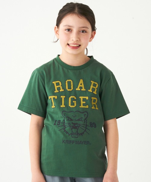 KRIFF MAYER Kid's Collection(クリフメイヤーキッズコレクション)の「楽LUCK-TEE(ガオー)(Tシャツ/カットソー・キッズ・グリーン/ラベンダー/チャコール/ネイビー・150/170/120/140/160/130)」の1枚目の写真