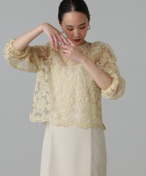 FREE'S MART（フリーズマート）の「◆刺繍チュールレースブラウス（シャツ/ブラウス・レディース・ホワイト/ブラック/イエロー・FREE）」の10枚目の写真