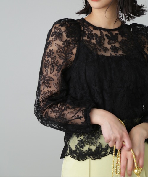 FREE'S MART（フリーズマート）の「◆刺繍チュールレースブラウス（シャツ/ブラウス・レディース・ホワイト/ブラック/イエロー・FREE）」の13枚目の写真