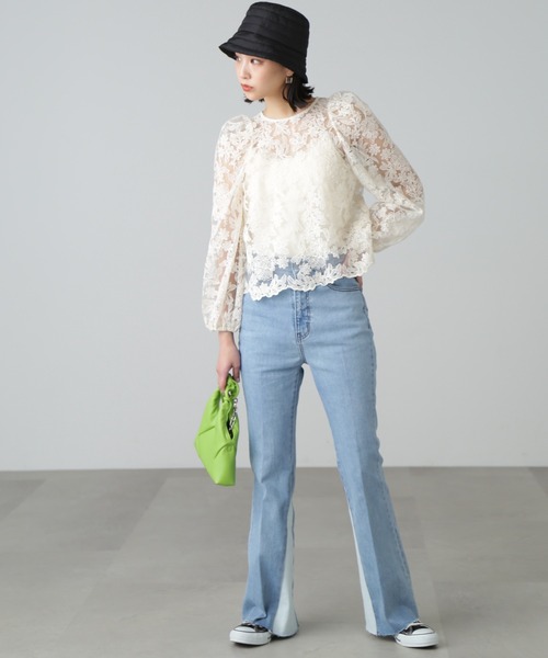 FREE'S MART（フリーズマート）の「◆刺繍チュールレースブラウス（シャツ/ブラウス・レディース・ホワイト/ブラック/イエロー・FREE）」の19枚目の写真