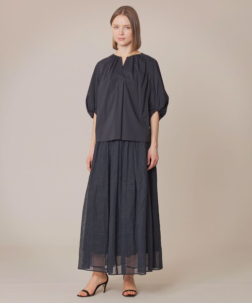 MACKINTOSH LONDON(マッキントッシュ ロンドン)の「コットンナイロンストレッチパフスリーブブラウス(シャツ/ブラウス・レディース・オフホワイト/ネイビー/ブルー系その他4/ベージュ系その他/ピンク系その他2・38)」の8枚目の写真