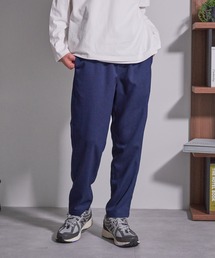 【BLUE STANDARD/ブルースタンダード】快適リネンタッチ ストレッチ 無地 チェック ウエストゴム ワイドパンツイージーパンツ