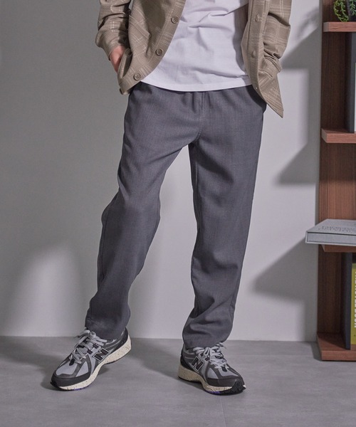 Blue Standard (ブルースタンダード)の「【BLUE STANDARD/ブルースタンダード】快適リネンタッチ ストレッチ 無地 チェック ウエストゴム ワイドパンツイージーパンツ(その他パンツ・メンズ・ブラック/グレー/ブルー/チャコールグレー/ブラウン/ネイビー/ベージュ・MEDIUM/LARGE/X-LARGE)」の4枚目の写真
