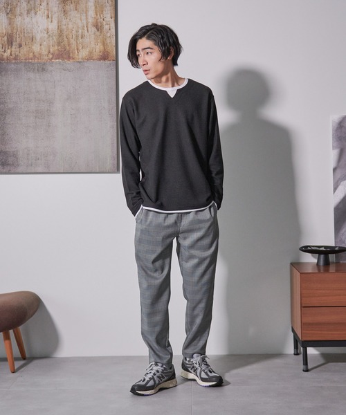 Blue Standard (ブルースタンダード)の「【BLUE STANDARD/ブルースタンダード】快適リネンタッチ ストレッチ 無地 チェック ウエストゴム ワイドパンツイージーパンツ(その他パンツ・メンズ・ブラック/グレー/ブルー/チャコールグレー/ブラウン/ネイビー/ベージュ・MEDIUM/LARGE/X-LARGE)」の13枚目の写真