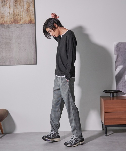 Blue Standard (ブルースタンダード)の「【BLUE STANDARD/ブルースタンダード】快適リネンタッチ ストレッチ 無地 チェック ウエストゴム ワイドパンツイージーパンツ(その他パンツ・メンズ・ブラック/グレー/ブルー/チャコールグレー/ブラウン/ネイビー/ベージュ・MEDIUM/LARGE/X-LARGE)」の15枚目の写真