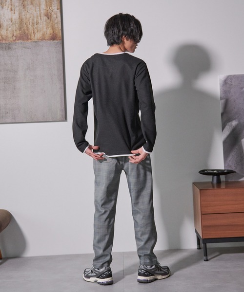 Blue Standard (ブルースタンダード)の「【BLUE STANDARD/ブルースタンダード】快適リネンタッチ ストレッチ 無地 チェック ウエストゴム ワイドパンツイージーパンツ(その他パンツ・メンズ・ブラック/グレー/ブルー/チャコールグレー/ブラウン/ネイビー/ベージュ・MEDIUM/LARGE/X-LARGE)」の16枚目の写真