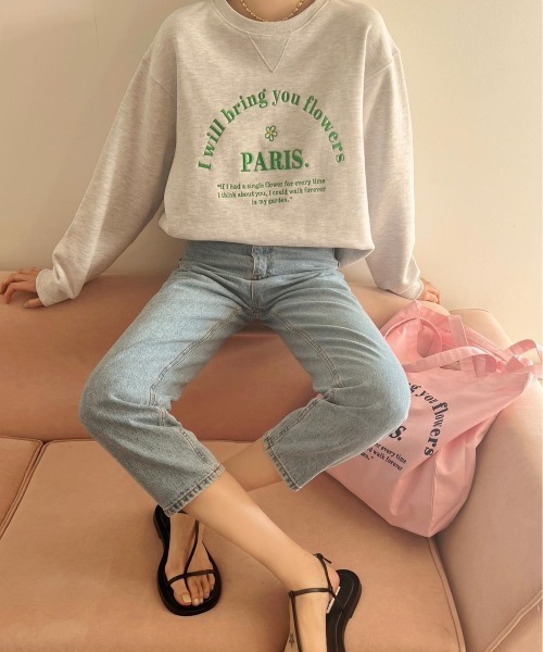 LAC-VERT（ラック・ヴェール）の「PARISロゴ刺繍スウェット（スウェット・レディース・ライトブルー/イエロー/ネイビー/ピンク/ライトグリーン/ライトグレー・FREE）」の13枚目の写真