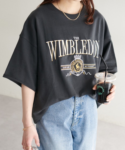 刺繍ロゴハーフスリーブスウェット WEB限定】刺繍ロゴハーフスリーブミニ裏毛スウェット（Tシャツ