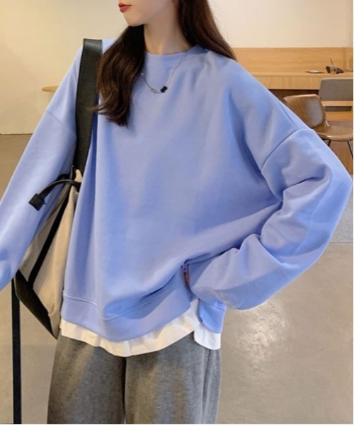 urge:(アージコロン )の「【URGE:】オーバーサイズ レイヤード ロングスリーブ トップス(Tシャツ/カットソー・レディース・オレンジ/ブルー/グレー/パープル・MEDIUM/LARGE/X-LARGE)」の8枚目の写真