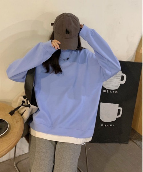 urge:(アージコロン )の「【URGE:】オーバーサイズ レイヤード ロングスリーブ トップス(Tシャツ/カットソー・レディース・オレンジ/ブルー/グレー/パープル・MEDIUM/LARGE/X-LARGE)」の6枚目の写真