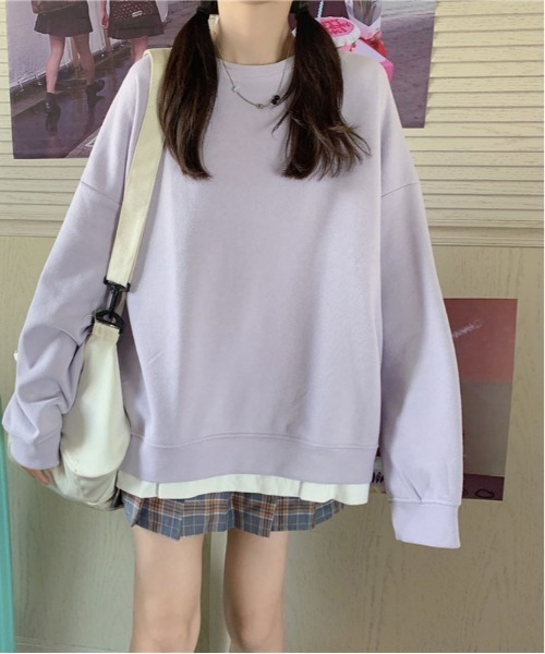 urge:(アージコロン )の「【URGE:】オーバーサイズ レイヤード ロングスリーブ トップス(Tシャツ/カットソー・レディース・オレンジ/ブルー/グレー/パープル・MEDIUM/LARGE/X-LARGE)」の17枚目の写真
