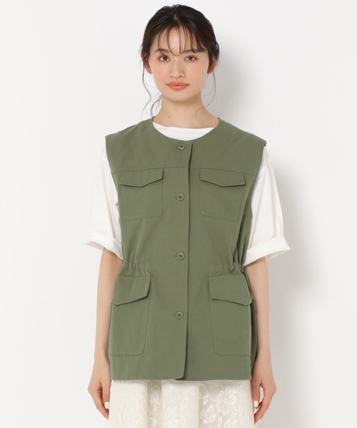 mysty woman（ミスティウーマン）の「ミリタリーベスト 199557（ミリタリージャケット・レディース・カーキ/オフホワイト・FREE）」の11枚目の写真