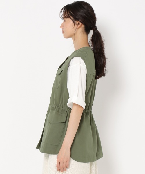mysty woman（ミスティウーマン）の「ミリタリーベスト 199557（ミリタリージャケット・レディース・カーキ/オフホワイト・FREE）」の14枚目の写真