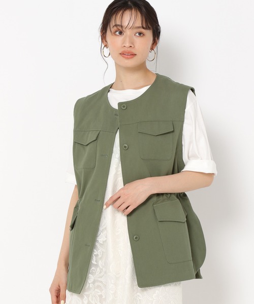 mysty woman（ミスティウーマン）の「ミリタリーベスト 199557（ミリタリージャケット・レディース・カーキ/オフホワイト・FREE）」の21枚目の写真