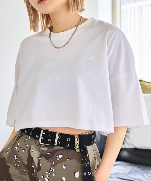 PBLIM（ページボーイリム）の「PAGEBOYLIM/ワイドショートT（Tシャツ/カットソー・レディース・オフホワイト/ブルー/ブラック/ピンク・FREE）」の2枚目の写真