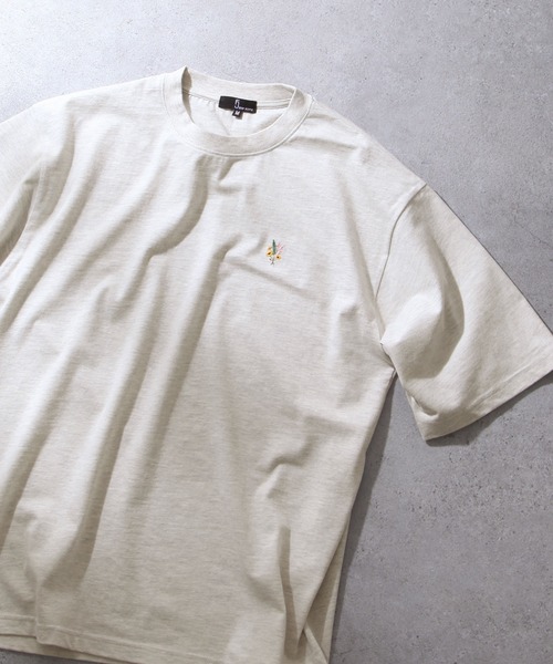ZIP FIVE（ジップファイブ）の「【ZIP FIVE】【FLOUR ARTS】 花刺繍 ＆ フラワープリント ビッグシルエット 半袖Tシャツ 【ユニセックス】（Tシャツ/カットソー・レディース・ホワイト/ブラック/クリーム/ホワイト×グリーン/ホワイト×ブルー/オートミール/ブラック系/グレー系/ベージュ系/アイボリー系/ネイビー系/杢グレー/ネイビー・SMALL/MEDIUM/LARGE）」の18枚目の写真