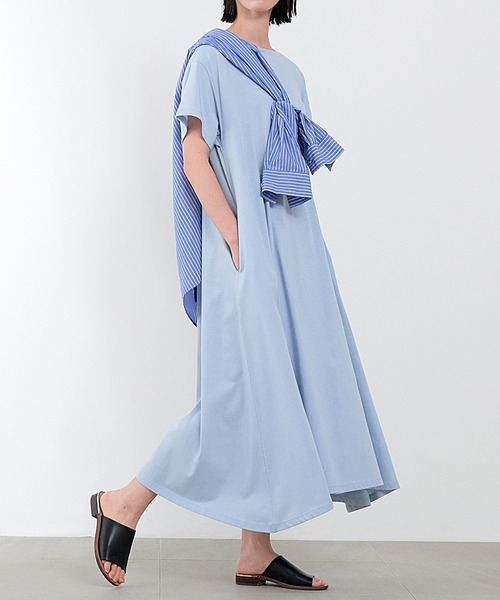 for/c(フォーシー)の「USAコットンAラインフレアワンピース【サスティナブル】(ワンピース・レディース・ブラック/オリーブ/サックスブルー/グレー/ブラウン/ネイビー・S/M/L)」の1枚目の写真