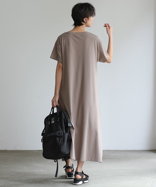 for/c(フォーシー)の「USAコットンAラインフレアワンピース【サスティナブル】(ワンピース・レディース・ブラック/オリーブ/サックスブルー/グレー/ブラウン/ネイビー・S/M/L)」の20枚目の写真