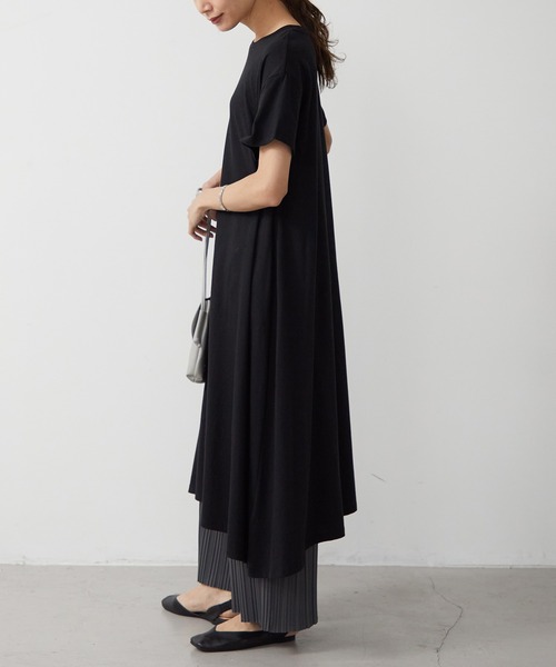 for/c(フォーシー)の「USAコットンAラインフレアワンピース【サスティナブル】(ワンピース・レディース・ブラック/オリーブ/サックスブルー/グレー/ブラウン/ネイビー・S/M/L)」の9枚目の写真