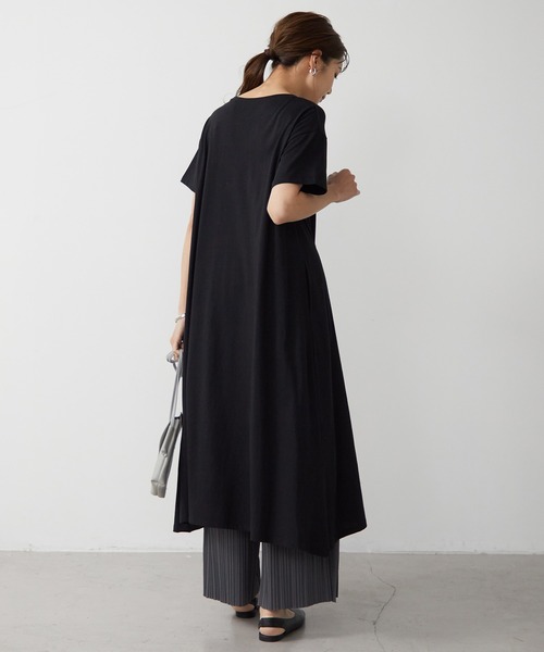 for/c(フォーシー)の「USAコットンAラインフレアワンピース【サスティナブル】(ワンピース・レディース・ブラック/オリーブ/サックスブルー/グレー/ブラウン/ネイビー・S/M/L)」の10枚目の写真