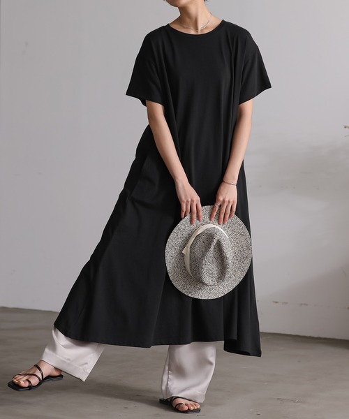 for/c(フォーシー)の「USAコットンAラインフレアワンピース【サスティナブル】(ワンピース・レディース・ブラック/オリーブ/サックスブルー/グレー/ブラウン/ネイビー・S/M/L)」の11枚目の写真