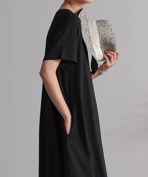 for/c(フォーシー)の「USAコットンAラインフレアワンピース【サスティナブル】(ワンピース・レディース・ブラック/オリーブ/サックスブルー/グレー/ブラウン/ネイビー・S/M/L)」の13枚目の写真