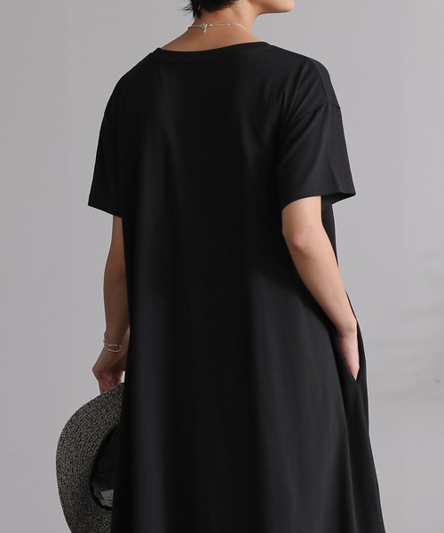 for/c(フォーシー)の「USAコットンAラインフレアワンピース【サスティナブル】(ワンピース・レディース・ブラック/オリーブ/サックスブルー/グレー/ブラウン/ネイビー・S/M/L)」の14枚目の写真