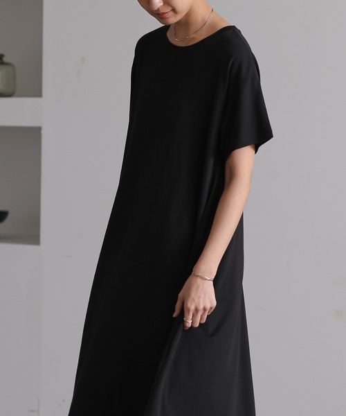 for/c(フォーシー)の「USAコットンAラインフレアワンピース【サスティナブル】(ワンピース・レディース・ブラック/オリーブ/サックスブルー/グレー/ブラウン/ネイビー・S/M/L)」の16枚目の写真