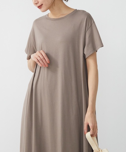 for/c(フォーシー)の「USAコットンAラインフレアワンピース【サスティナブル】(ワンピース・レディース・ブラック/オリーブ/サックスブルー/グレー/ブラウン/ネイビー・S/M/L)」の22枚目の写真
