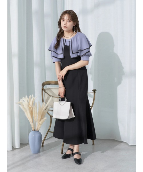 earth music&ecology（アースミュージックアンドエコロジー）の「パイピング衿付きドッキングワンピース（ワンピース・レディース・ブルー/ブラック/ベージュ・S/M）」の5枚目の写真