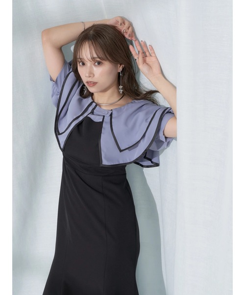 earth music&ecology（アースミュージックアンドエコロジー）の「パイピング衿付きドッキングワンピース（ワンピース・レディース・ブルー/ブラック/ベージュ・S/M）」の11枚目の写真