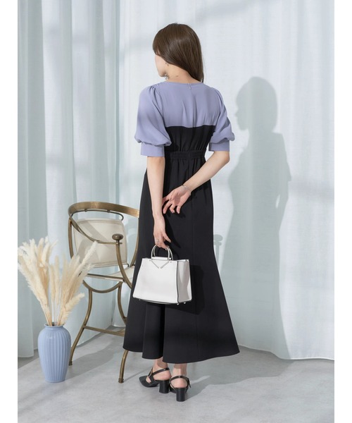 earth music&ecology（アースミュージックアンドエコロジー）の「パイピング衿付きドッキングワンピース（ワンピース・レディース・ブルー/ブラック/ベージュ・S/M）」の14枚目の写真