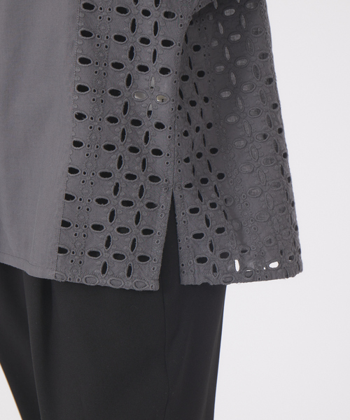 qualite（カリテ）の「レースドルマンブラウス（シャツ/ブラウス・レディース・ホワイト/チャコールグレー・フリー）」の10枚目の写真