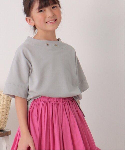 ikka（イッカ）の「【親子コーデ】鹿の子ワイドネックプルオーバー（120~160cm）（Tシャツ/カットソー・キッズ・ブルー/ライトグレー・120/130/140/150/160）」の4枚目の写真